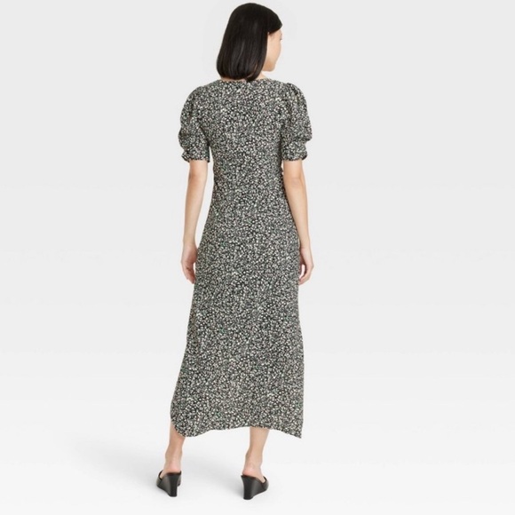 A New Day Women's Crepe Short Sleeve Midi Dress Green Floral multiple sizes - Picture 2 of 5